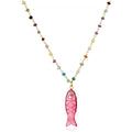 New! Rainbow Fish Necklace - Pink Quartz - Amelia Rose Design