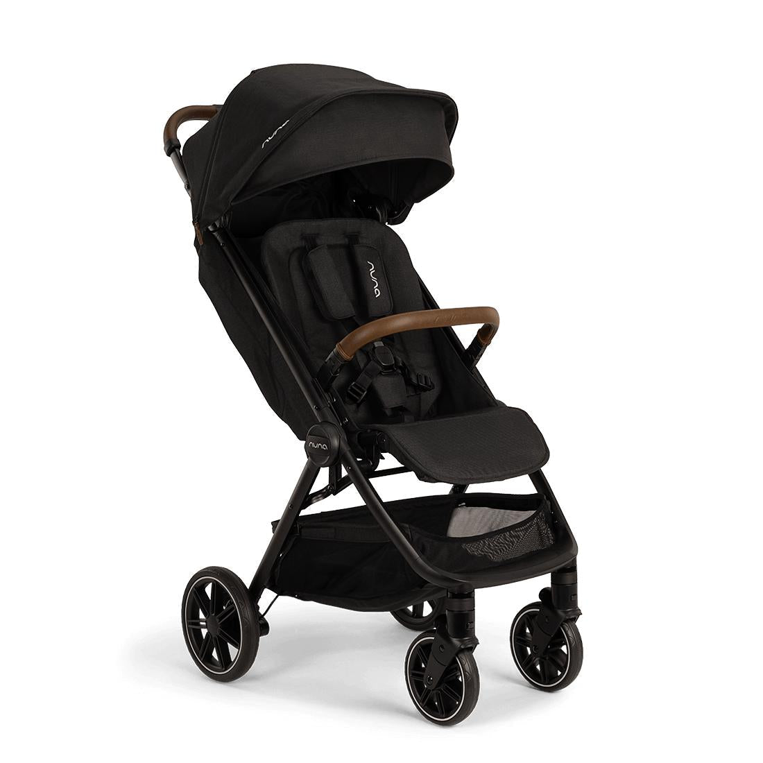 Nuna - TRVL LX Stroller - Caviar with Cognac-Lightweight + Travel Strollers-Posh Baby