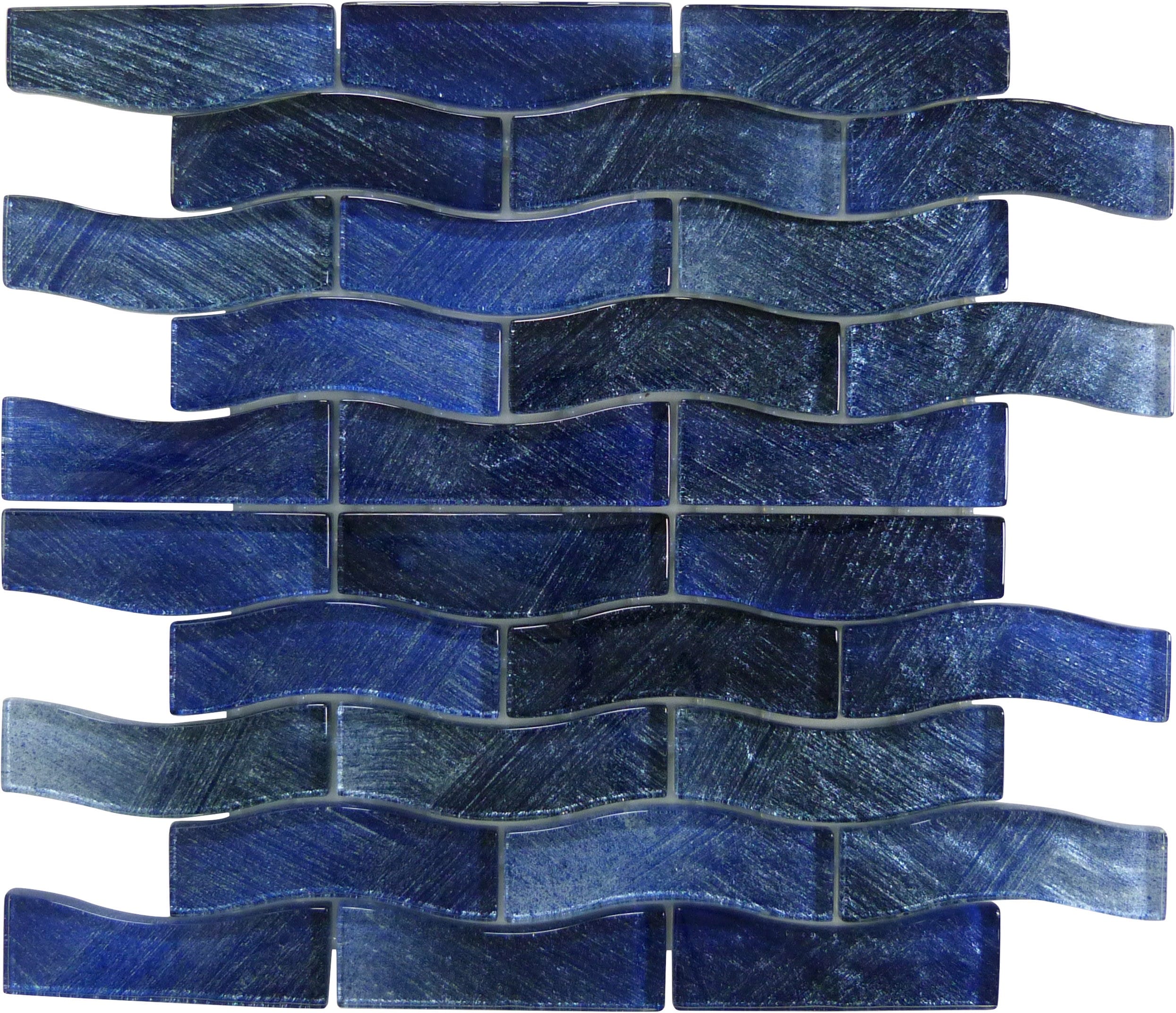 Celestial Seas Pacific Drift Waterline Blue 1x4 Glass Tiles Ocean Pool Mosaics