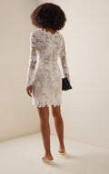 Oscar de la Renta Marbled Carnation Guipure Mini Dress in White
