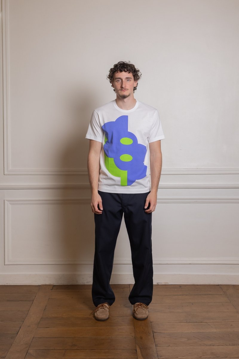 FQ-T020-S26 MENS T-SHIRT KNIT - WHITE COMME DES GARÇONS SHIRT - vue de face portée