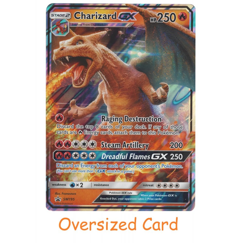 Pokemon Trading Card Game Charizard GX - SM195 - Rare Holo GX - Jumbo Oversized Black Star Promo