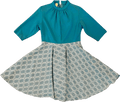 60's Turquoise White Geometric Print Dress