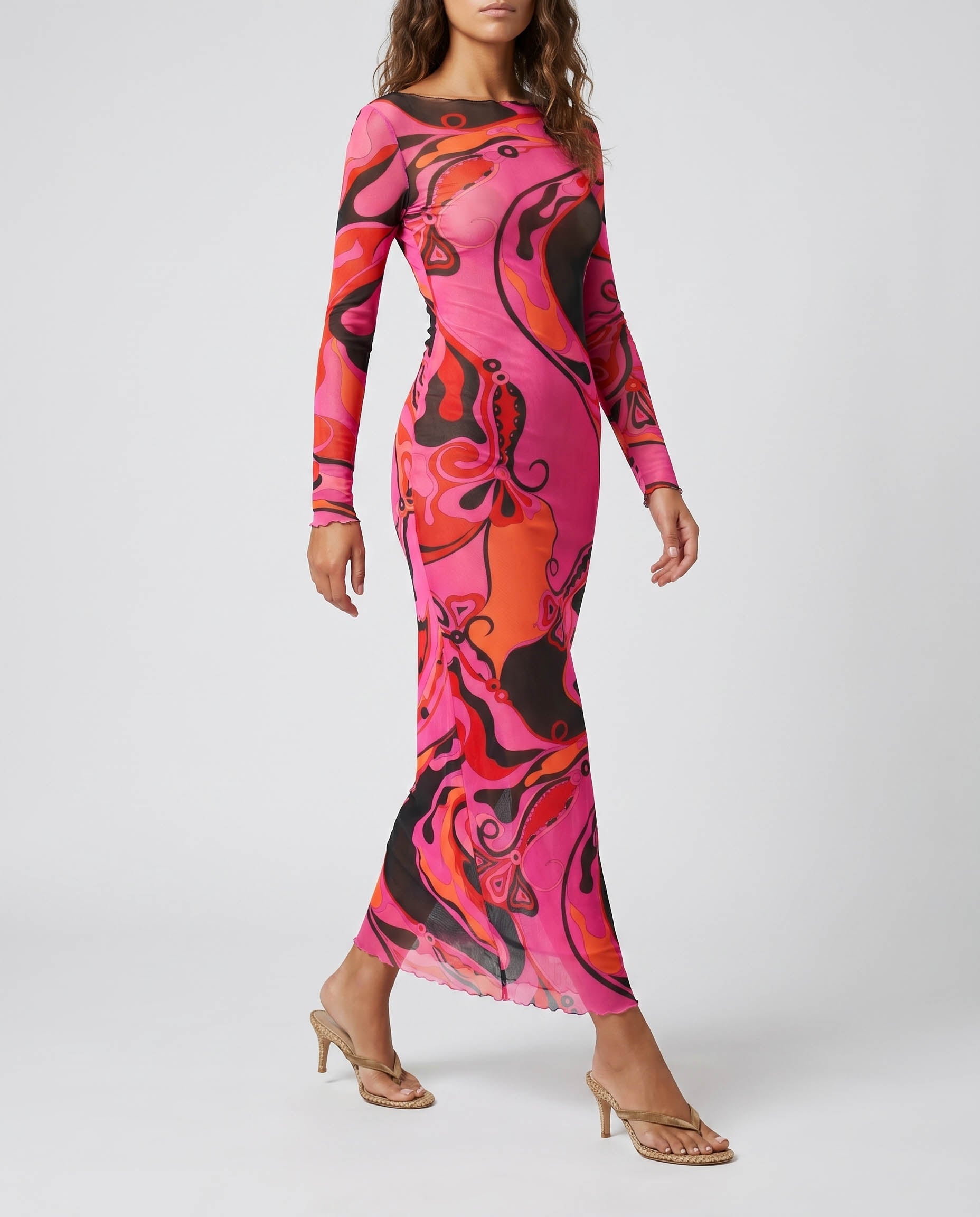 Orchidee mesh maxi dress