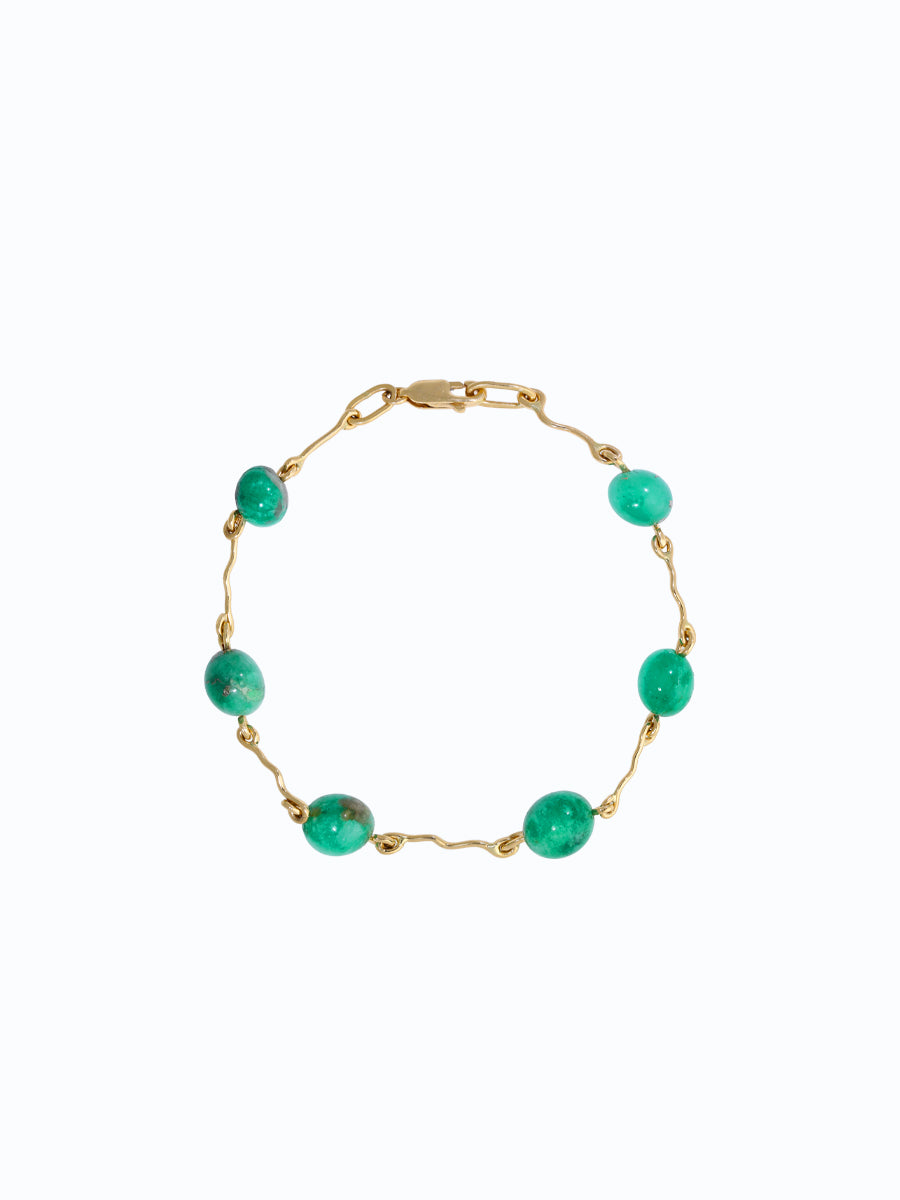 Pulsera de oro 18k con balines de esmeralda