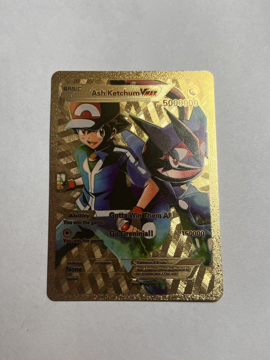 Ash Ketchum Vmax HP 50,000,000 Weakness NONE Gold Foil Fan Art Mint/NM