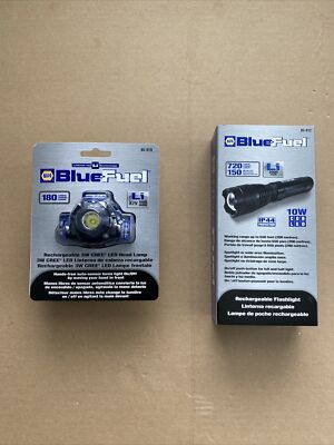 NAPA BLUE-FUEL RECHARGEABLE FLASHLIGHT 720 LUMENS & HEAD LAMP 180 LUMENS  COMBO