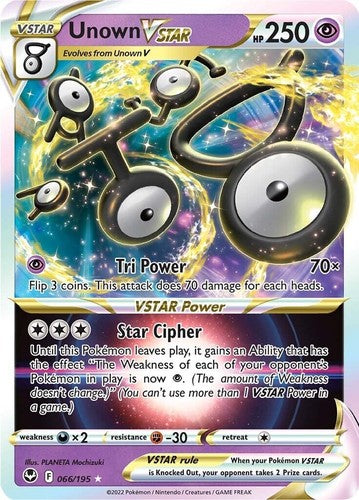 Pokémon TCG - Unown VSTAR - 066/195 - SWSH Silver Tempest - Ultra Rare NM/M