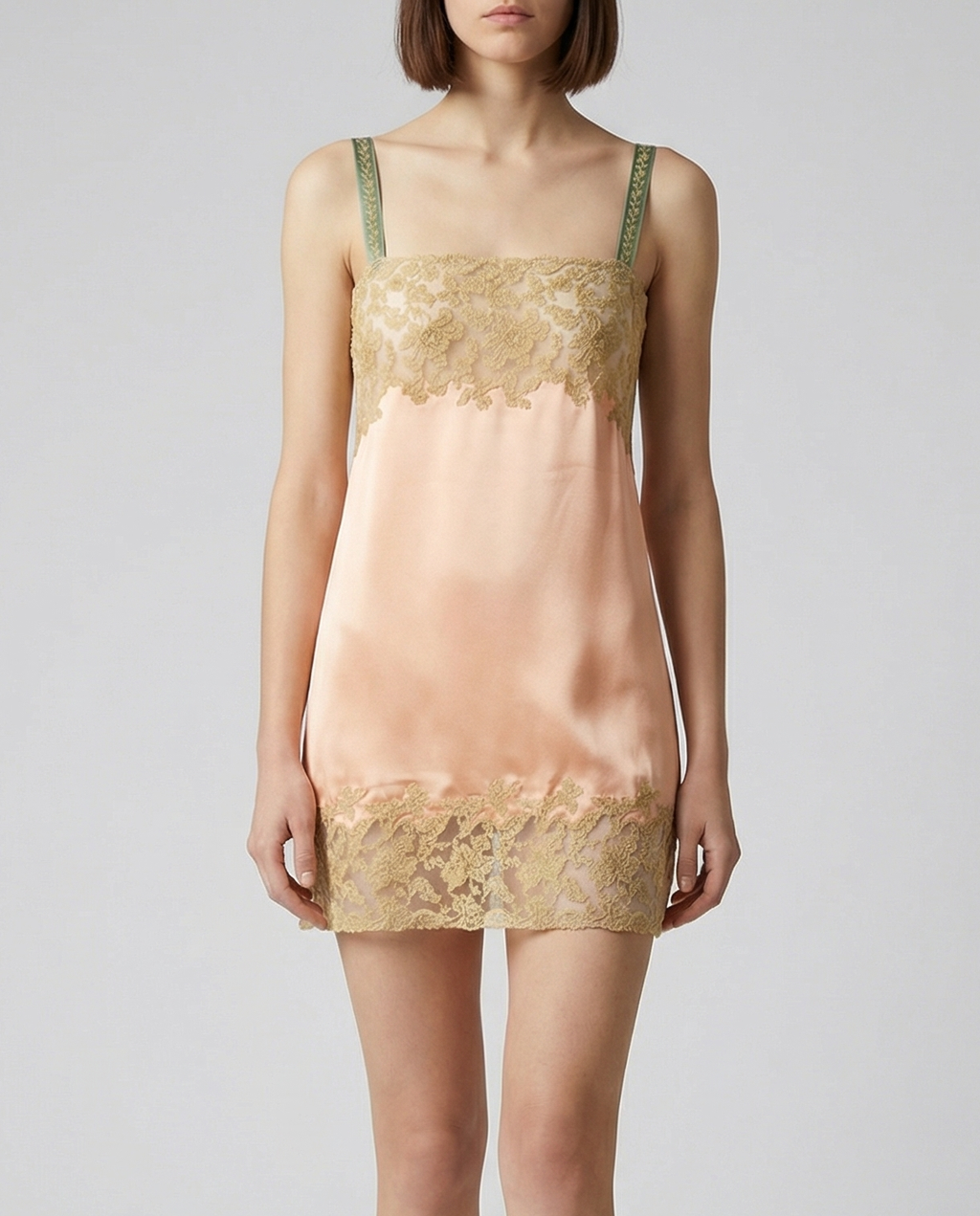 Laced slip dress in silk satin