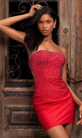 Sherri Hill - 54427 Bejeweled Fitted Sheath Dress Cocktail Dresses 0 / Red