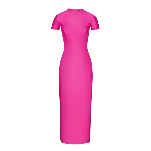 Track Shine Jersey Long Dress - Hot Pink