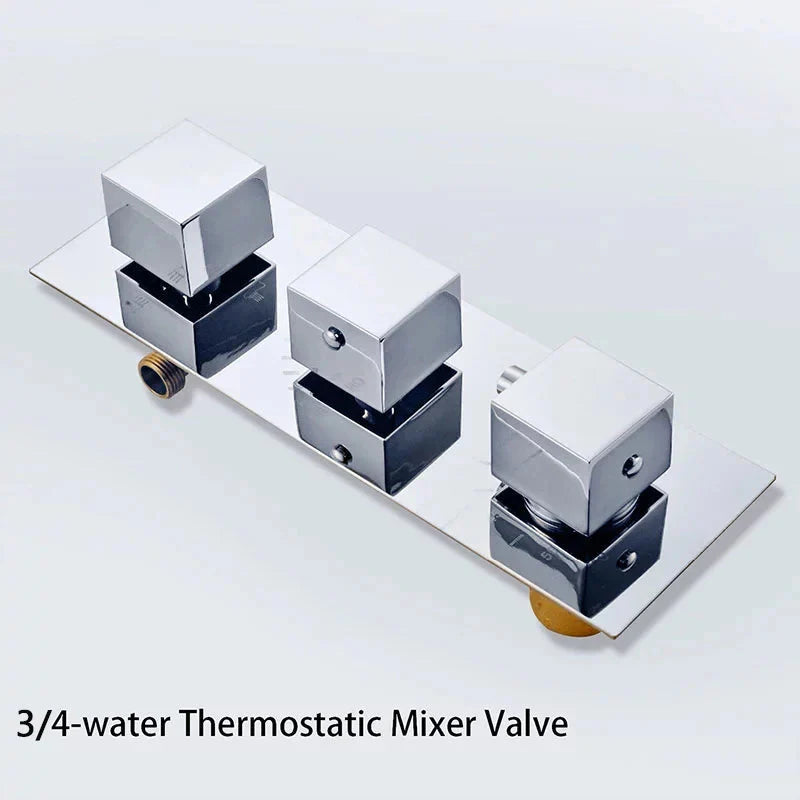 Thermostatic Shower Mixer Valve Square 4 Ways Thermostatic Mixer-Faucet & Bathroom Valve-Index Bath-Black 4 ways-Index Bath