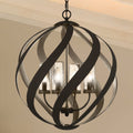 Urban Ambiance - Pendant - UQL4550 Tudor Indoor Pendant, 23.00''H x 19.50''W x 19.50''D, Earth Black Finish, Walsall Collection -