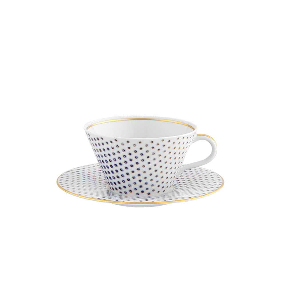 Plato y Taza de Té Constellation D’Or Vista Alegre en porcelana blanca con dorado