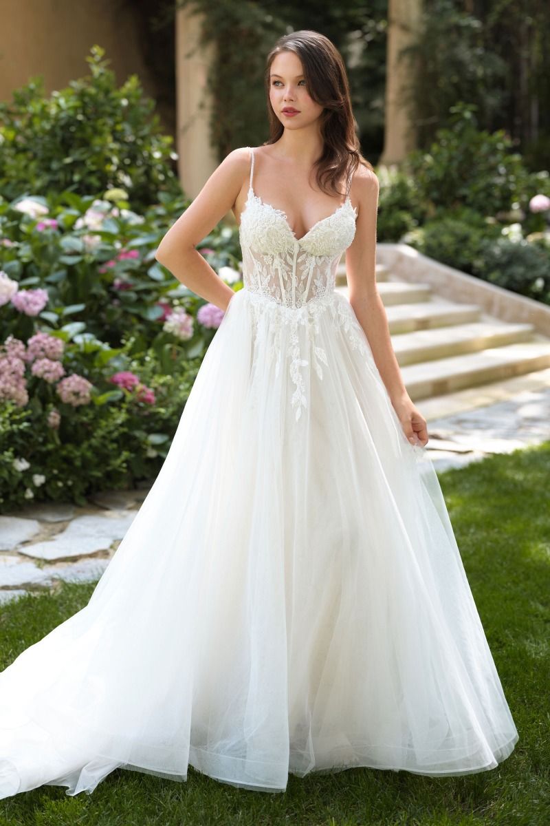 Wedding Dresses Long Bridal Floral Lace Applique Corset Wedding Dress Off White