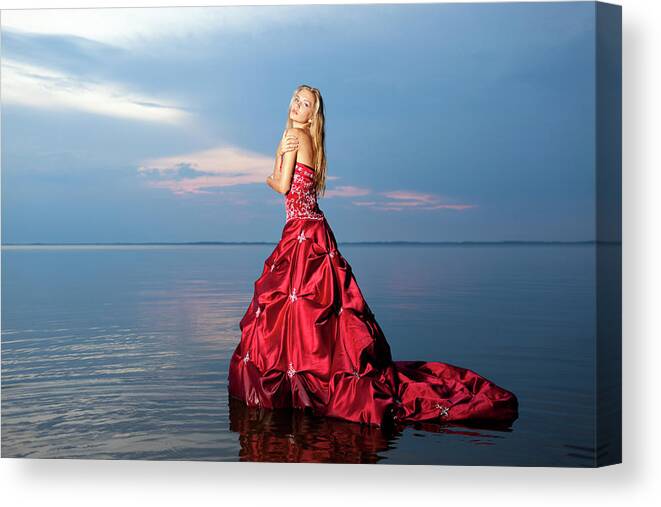 Women In Red Dress Canvas Print