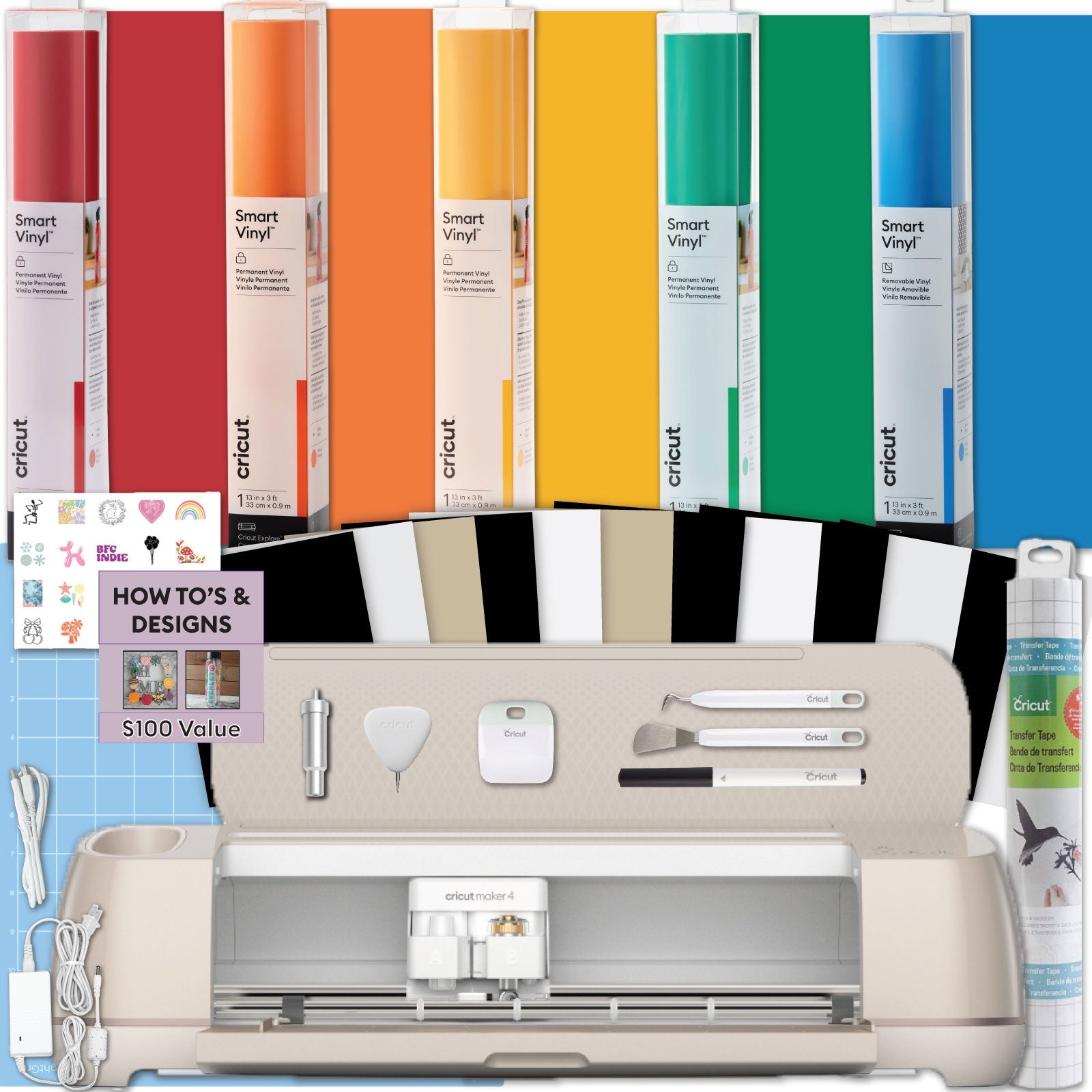 Cricut Maker 4 Rainbow Vinyl Bundle for DIY Home Decor